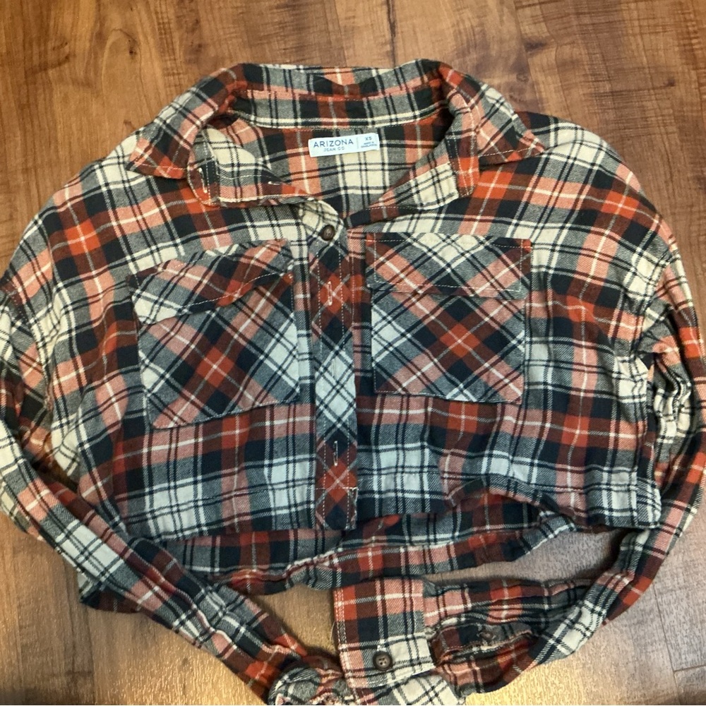 Arizona Jean Company Plaid Button Down Shirt - Red, Black, White